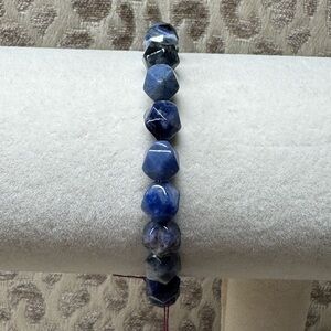 Blue Sodalite Natural Crystal Gemstone Stretch Bracelet -Balance And Calm-